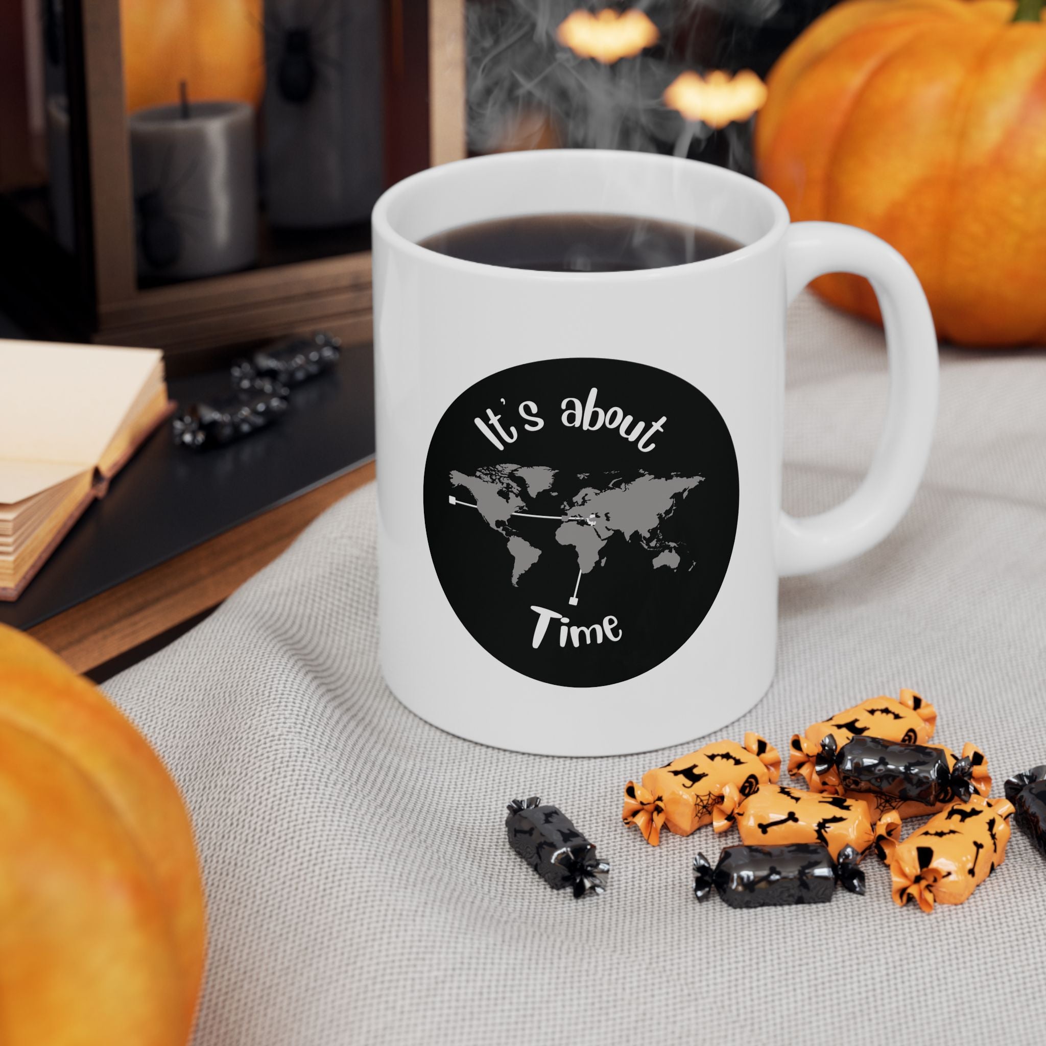 Ceramic Mug — Vintage Black Cat & Crescent Moon Coffee Cup (11oz, 15oz)