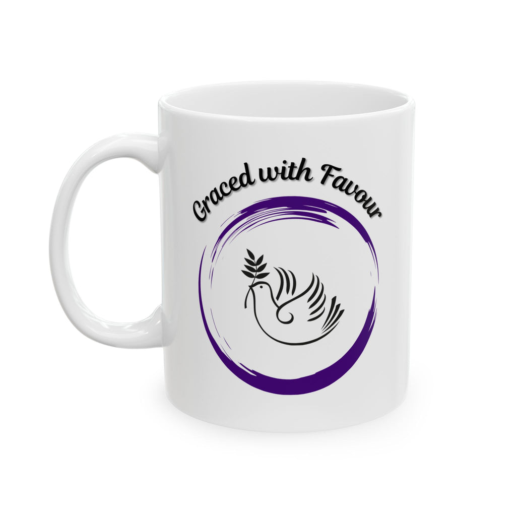 Graceful Surrender Ceramic Mug — Inspirational Coffee Mug with Purple Circle Design (11oz & 15oz)