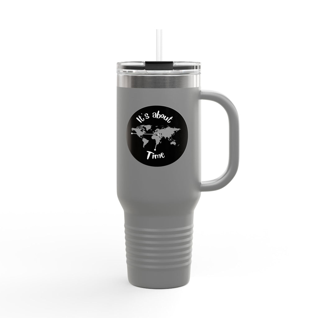 40oz Insulated Travel Mug – “It's About Time” World Map Stainless Tumbler