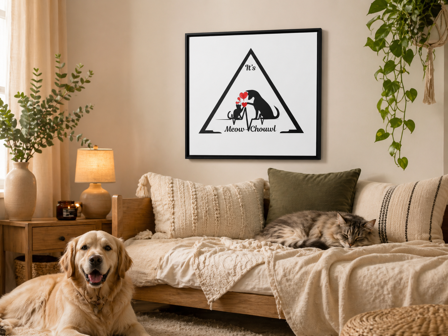 Love Pets Matte Canvas Framed Wall Art — Peaceful, Elegant Home Décor