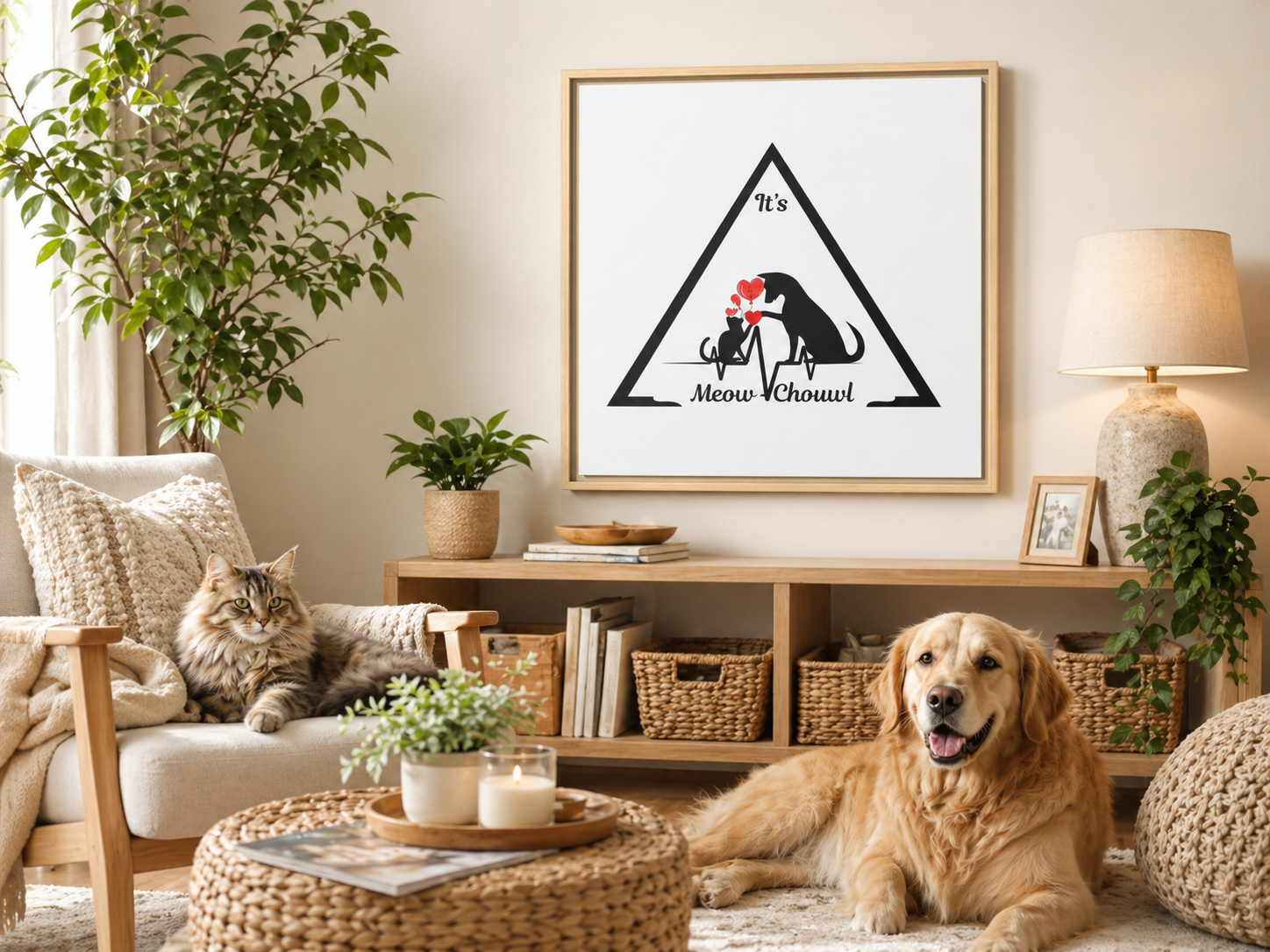 Love Pets Matte Canvas Framed Wall Art — Peaceful, Elegant Home Décor