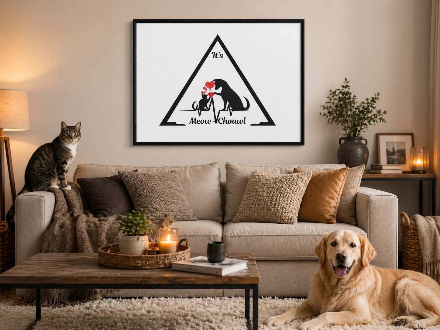 Love Pets Matte Canvas Framed Wall Art — Peaceful, Elegant Home Décor